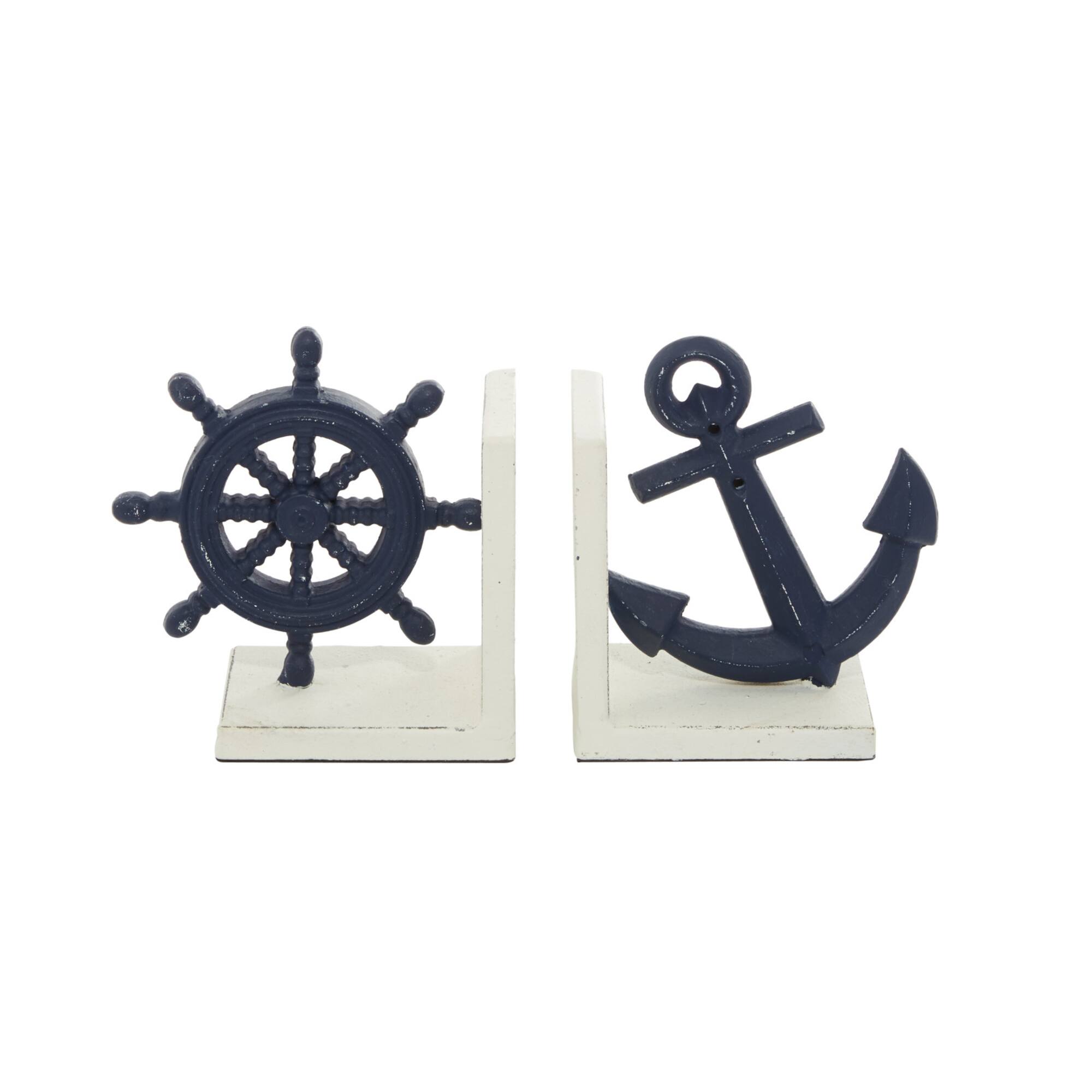 6" Blue Metal Coastal Bookends